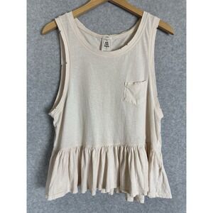 Free People We The Free Peplum Tank Top Distressed Cotton Boho Hippie Ruffle S